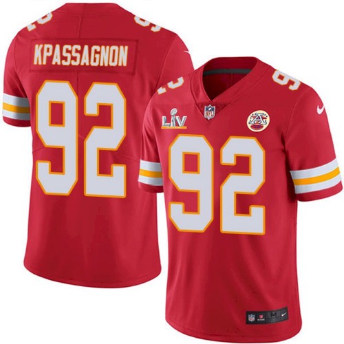 Men's Kansas City Chiefs #92 Tanoh Kpassagnon Red NFL 2021 Super Bowl LV Stitched Jersey